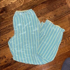 GAP BODY S silk striped pajama pants green yellow
